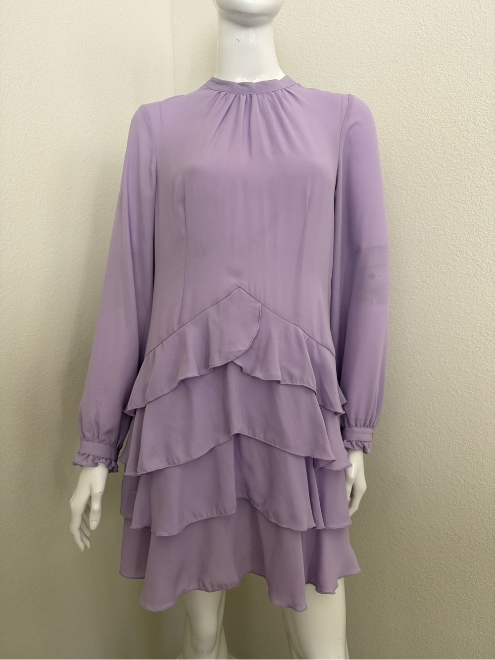 Vero Moda Lavender Tiered Ruffle Long-Sleeve Dress
